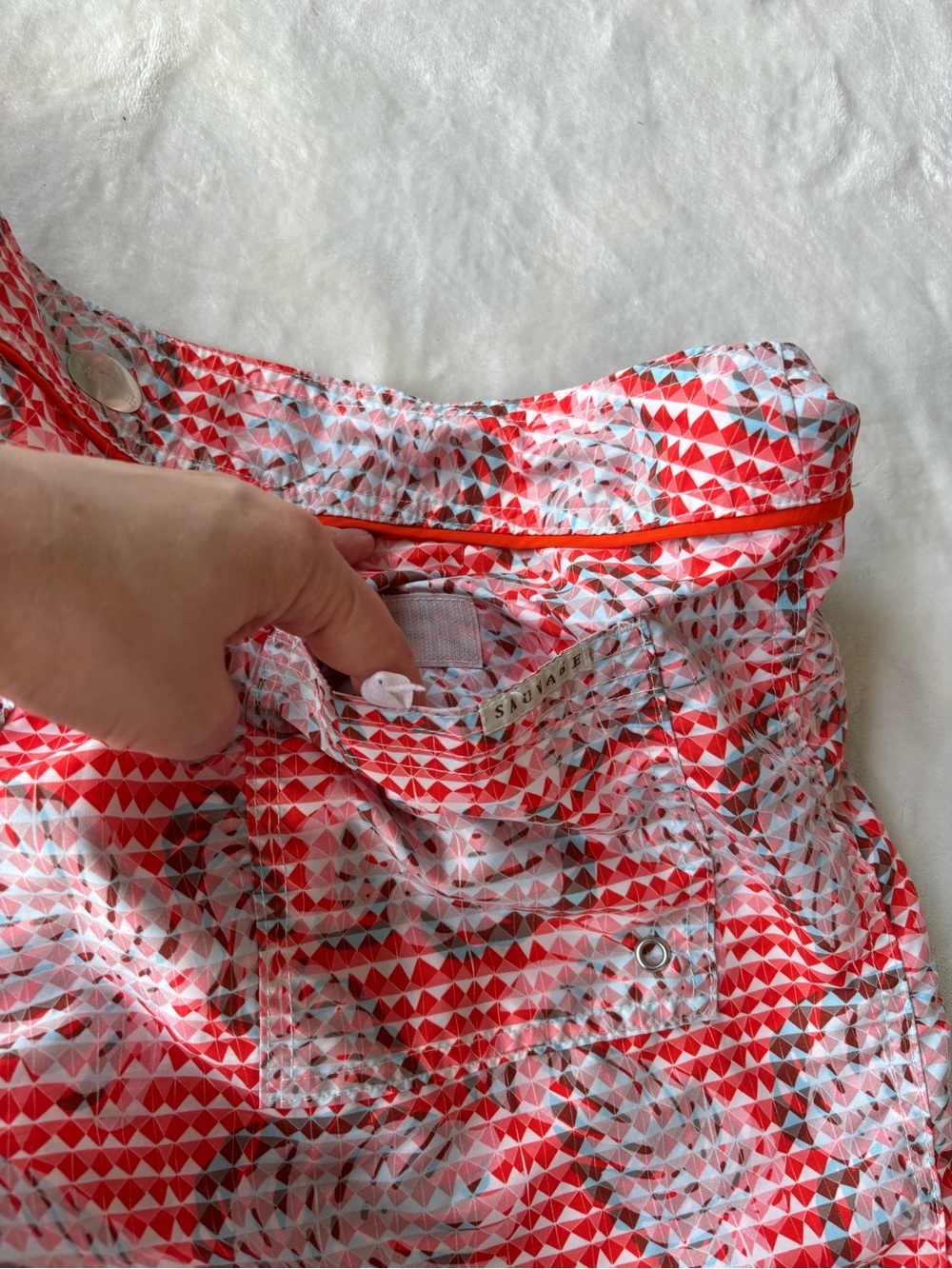 ⁠Sauvage Men Swim Trunks Size 36 Tropical Geometric Palm Print Board Shorts⁠ - Picture 7 of 11
